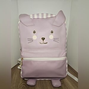 NWT Luv Betsey Johnson Cat Face Full Size 17" Lavender Striped School Backpack